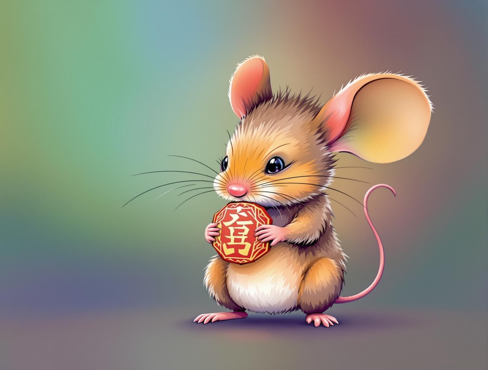 AI generated: exquisite，best quality, original, wallpaper,  gradient_background, a cute Mouse with straight face g...