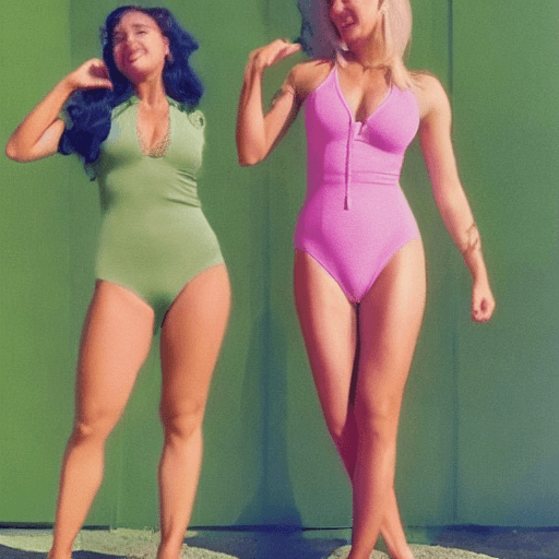 AI generated: Two beautiful US Air Force fighter pilots. A blonde wearing a green one piece flight suit that is op...