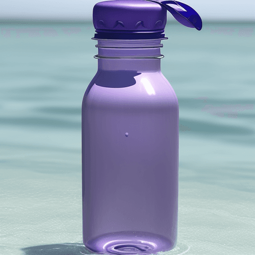AI generated: A blue water bottle with a purple cap