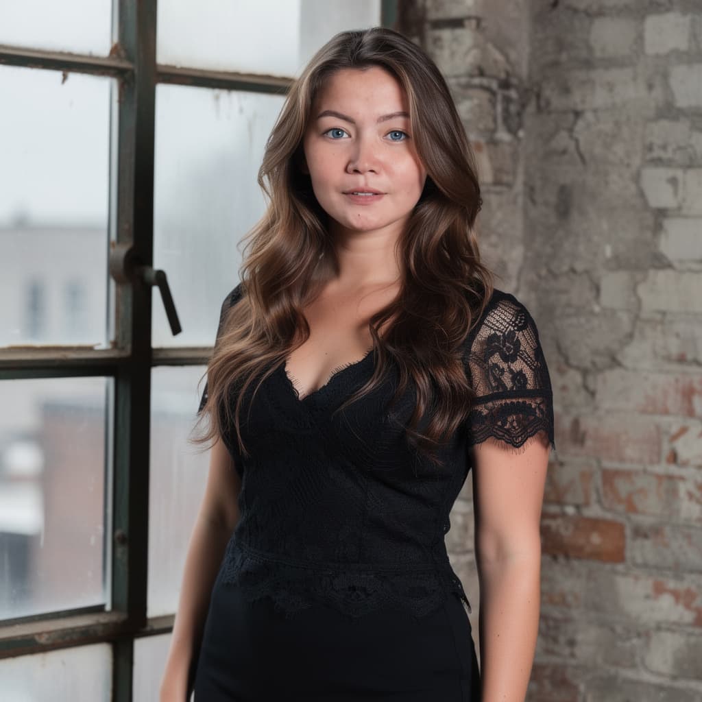 AI generated: Create a high-resolution, photorealistic image of a fit adult woman standing by a large, industrial-...