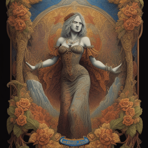 AI generated: Poster for Grateful Dead with ultra detailed ornate design. Art like Rick griffin. extreme details, ...