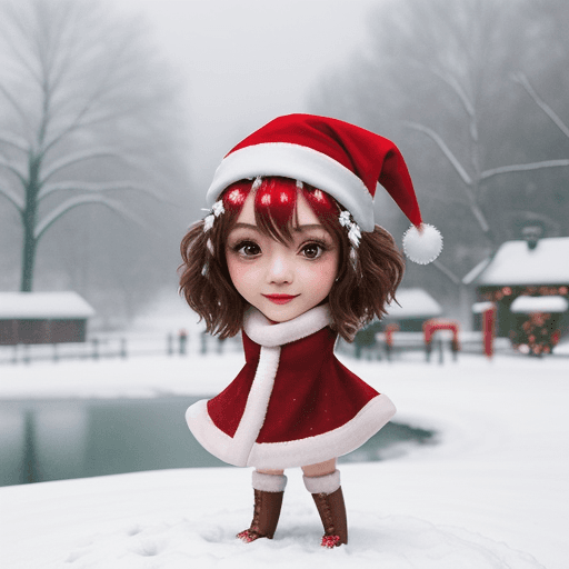 AI generated: chibi christmas, presents, christmas, snow falling, ice