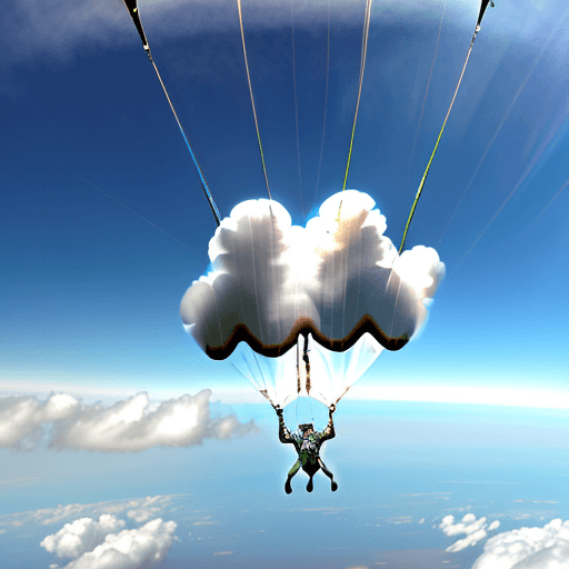 AI generated: Skydiver falling through the clouds