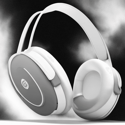 AI generated: create a realistic image of the white and grey over ear headphones that look like they were made by ...