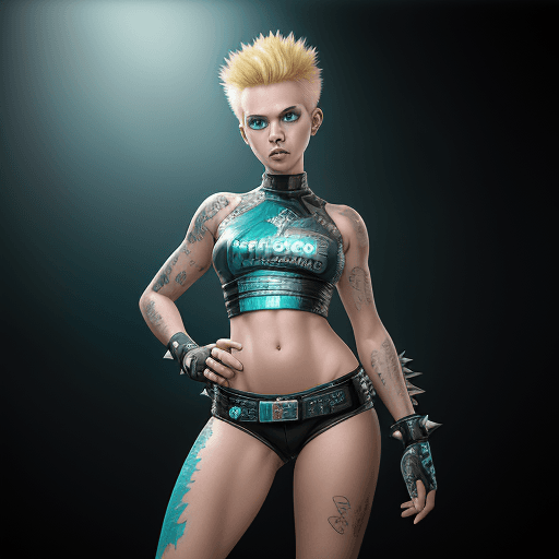 AI generated: a stunning realistic photograph portrait of a beautiful blonde short spiky hair 20 year old woman, w...