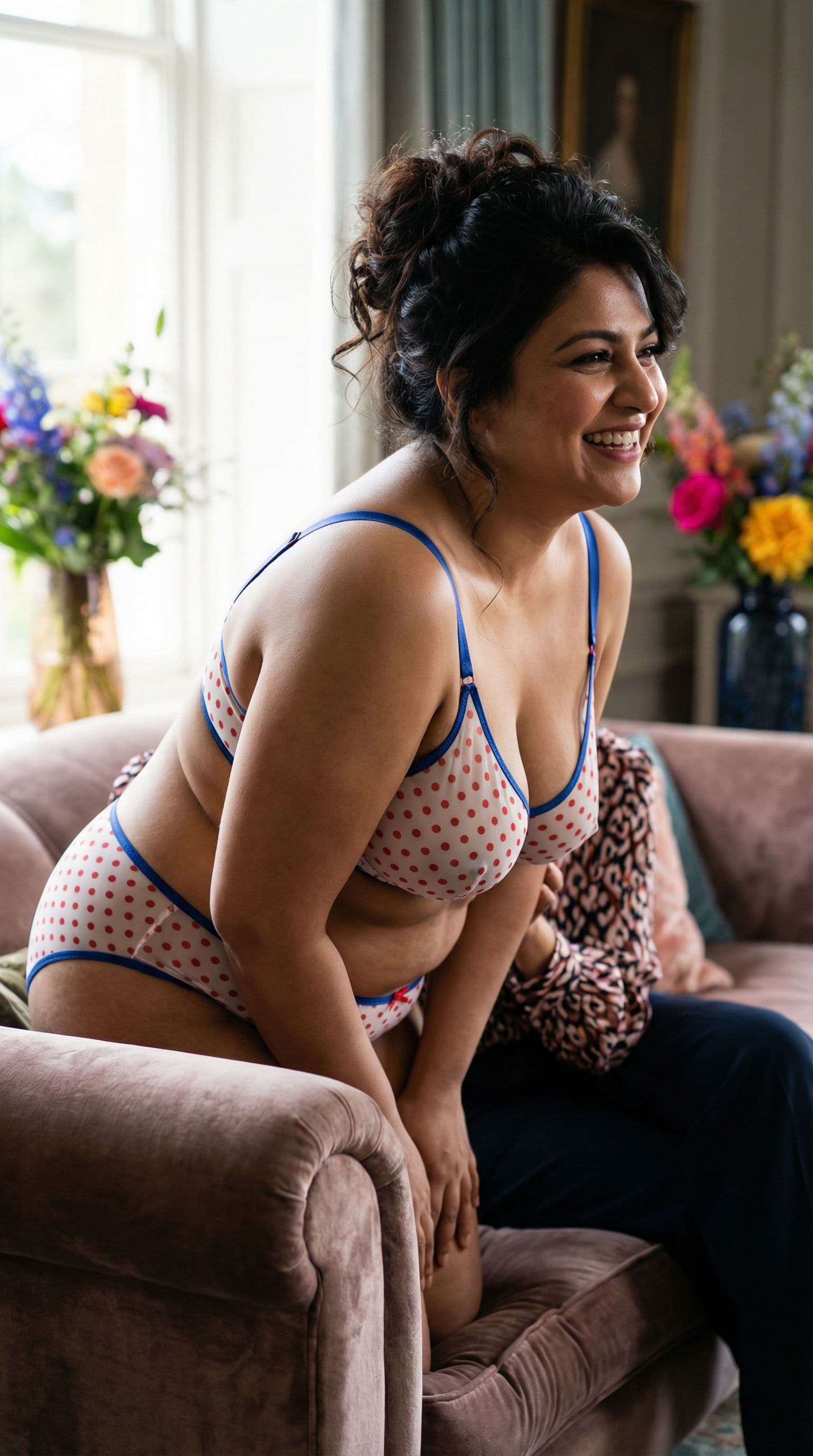 AI generated: a full  front view body realistic sexy face picture a slightly plus size Indian hot and sexy woman s...