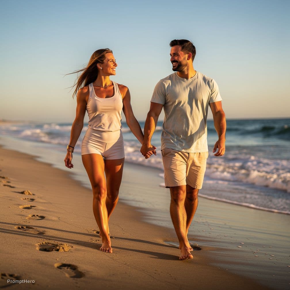 AI generated: a big round bottomed but in great shape white woman with her black bf. scanty clothing. on a beach i...