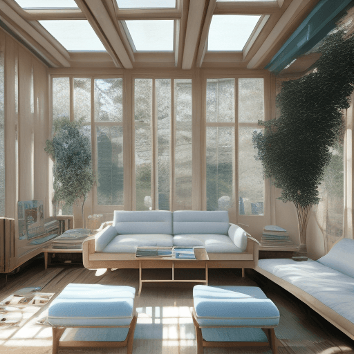AI generated: High resolution photography interior design, dreamy sunken living room conversation pit, wooden floo...