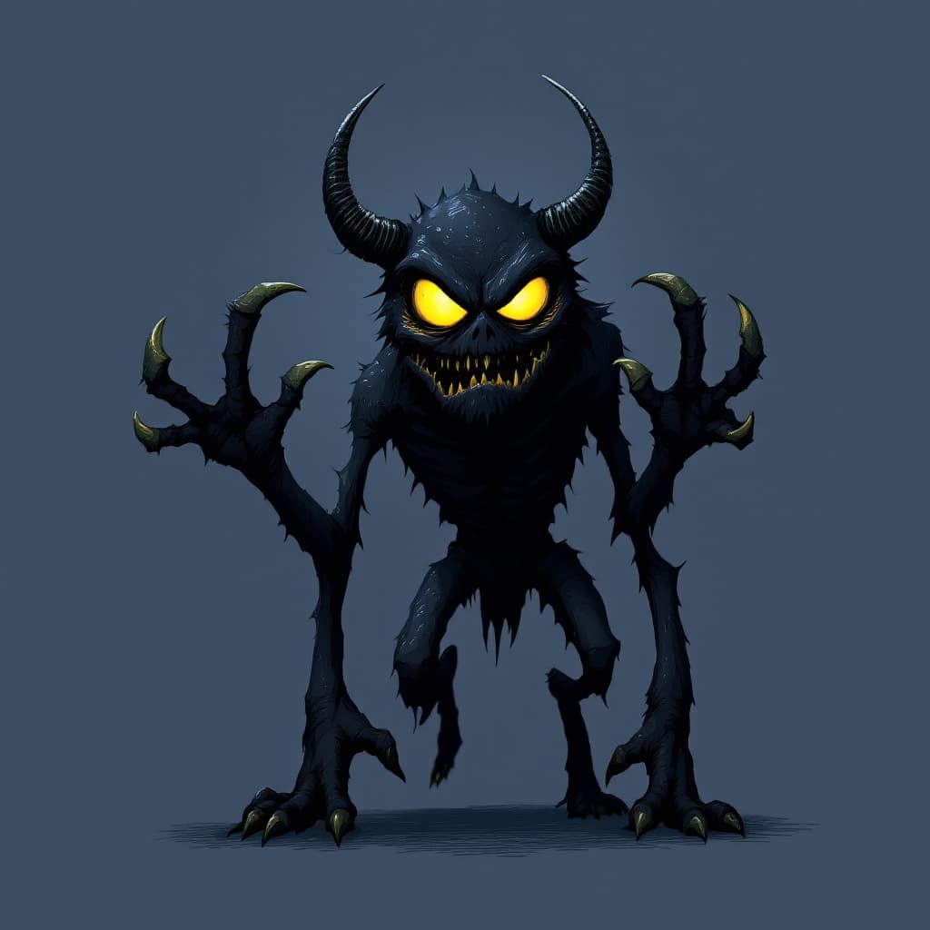 AI generated: Small, mischievous creatures with yellow glowing eyes and wicked expressions, serving as loyal minio...