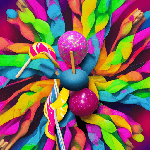 AI generated: A unique Lollypop that make you immediately think about funk music on a colourful background. The st...