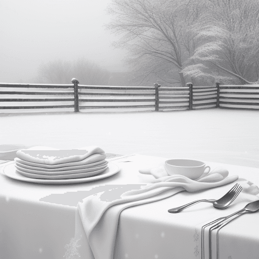 AI generated: Landscape. cinematic photography. "White and white with snow early in the morning. Having washed, he...