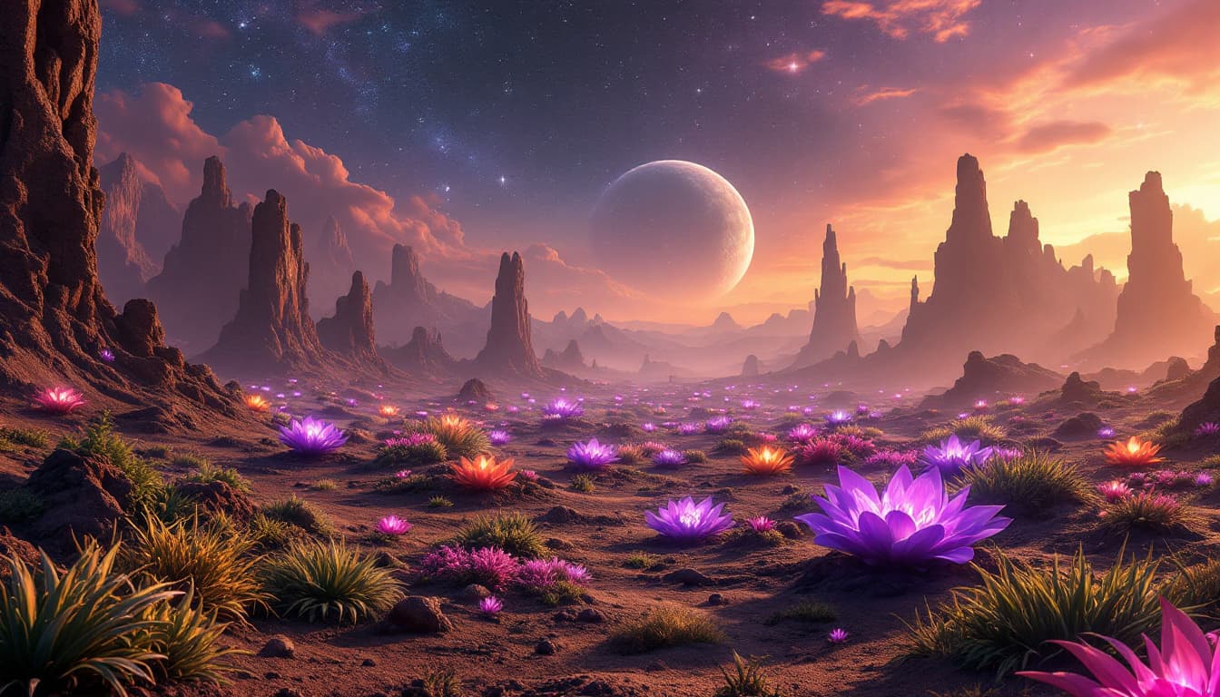 AI generated: (Terraformed alien mudworld) , High quality, 8K, Ultra HD, Highly detailed, High contrast, Accurate ...