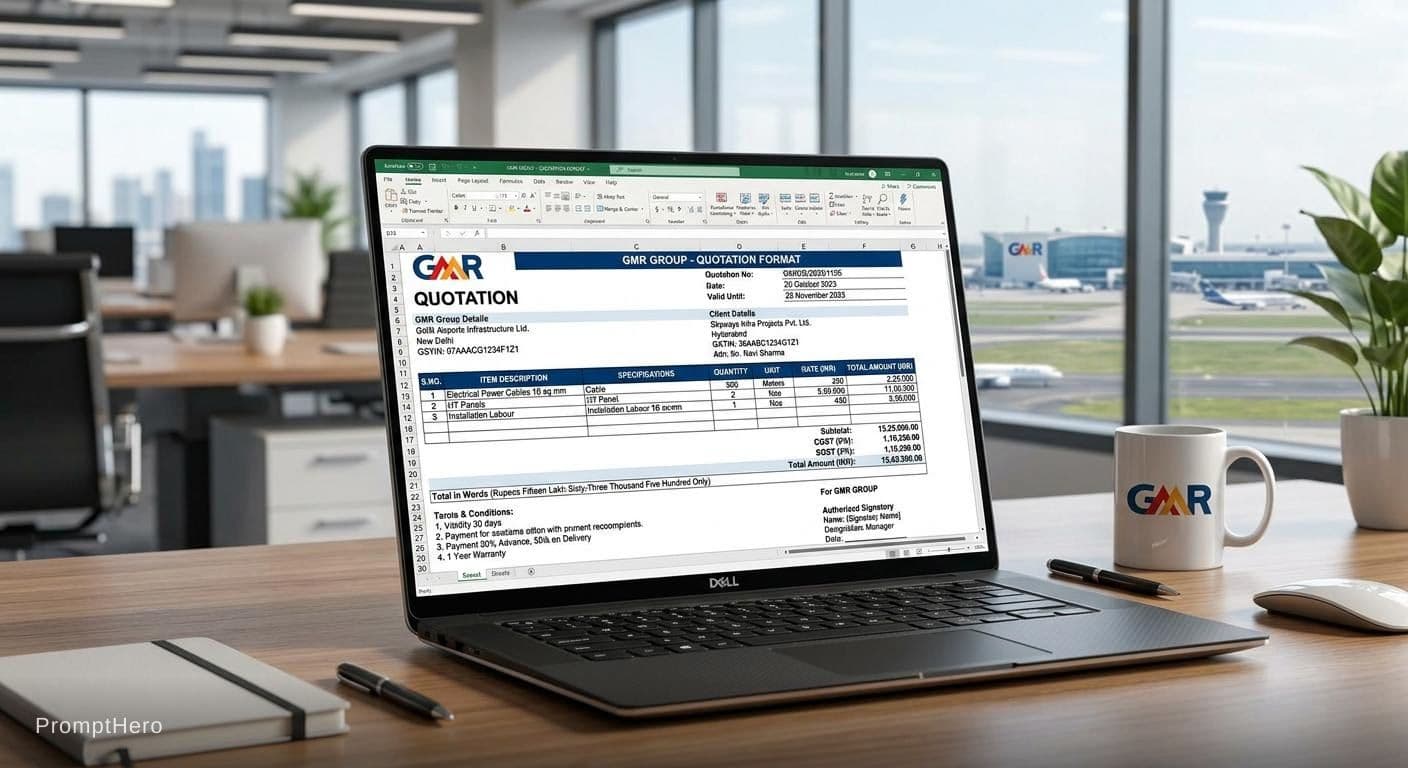 AI generated: M gmr group ka manager hu or mujhe quotation ka format chaiye excel format m
