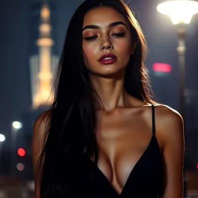 AI generated video: Woman moving slowly in a photoshoot, looking at the camera