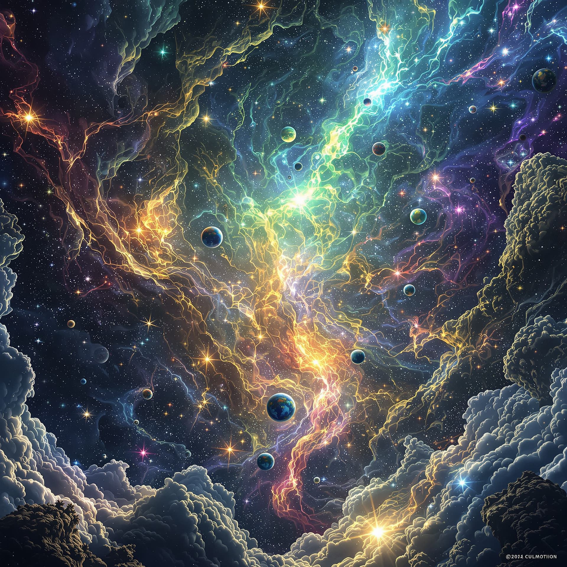 AI generated: An immense intensive intertwined quantum universe interacting with the Earth and all the creatures i...