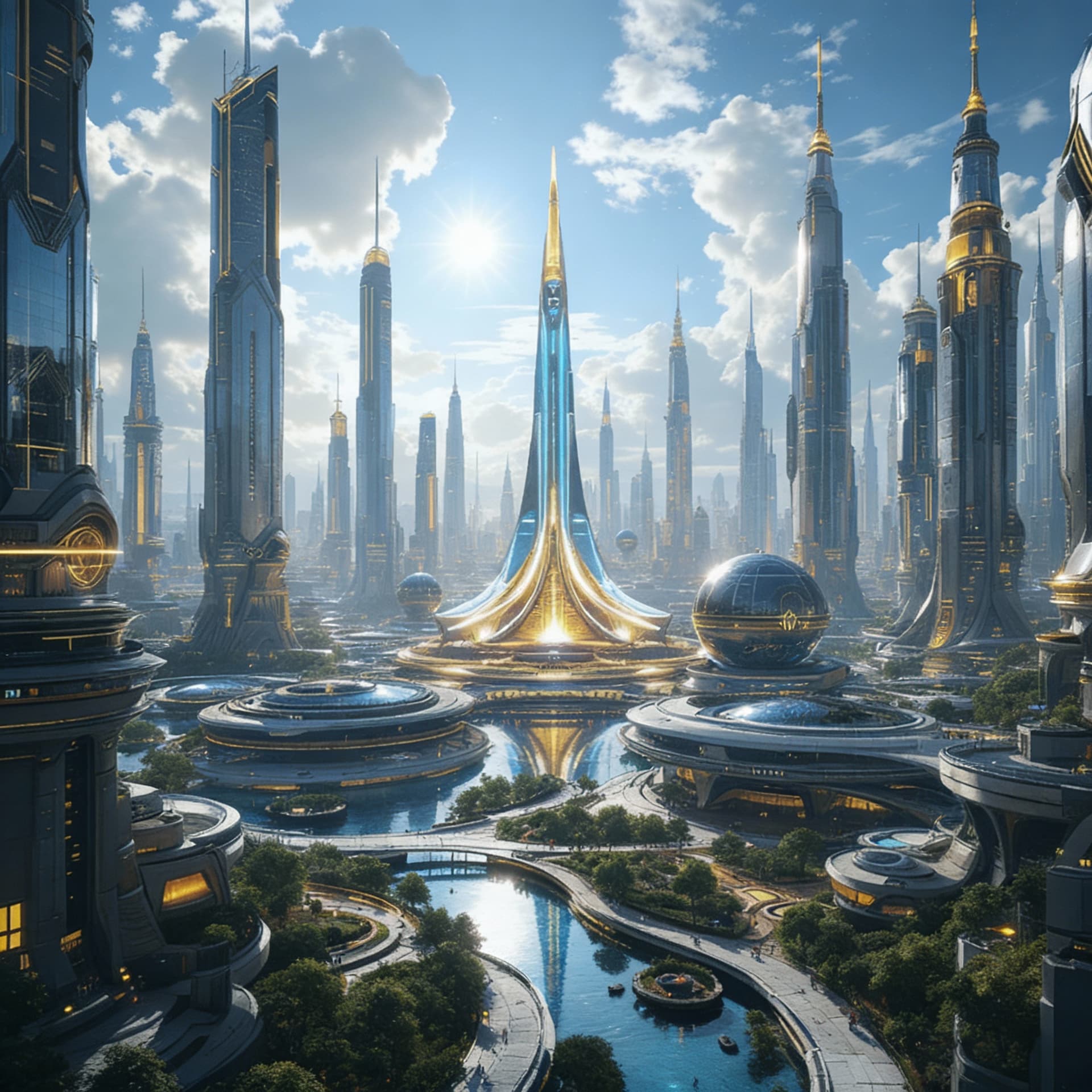 AI generated: Create an Advanced human Futuristic Mega City of government and control. A Massive scaled city with ...