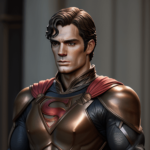 AI generated: bronze statue of henry cavill, photography, beautiful, HDR, 8K, cinematic view , 80mm lens --ar 1:2 ...