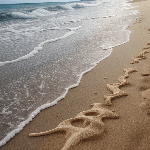 AI generated: master piece, high quality, a hand pouring ashes onto a beach with shoreline with a pair of old worn...