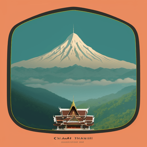 AI generated: chiang mai thailand mountains in vector retro travel style