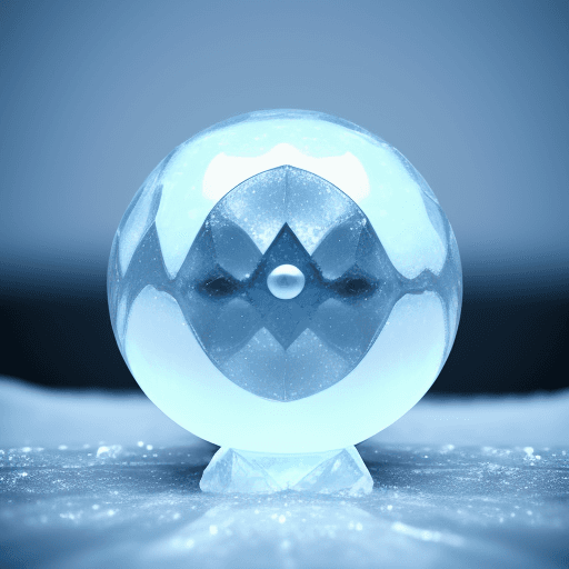 AI generated: close-up photo of golf ball made of ice, frosty facets, melting ice, ambiance, sharp focus, complex,...