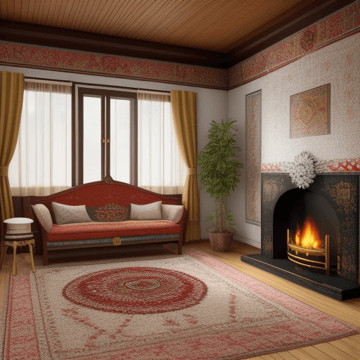 AI generated: Ukraine ethnic modern aesthetic interior

