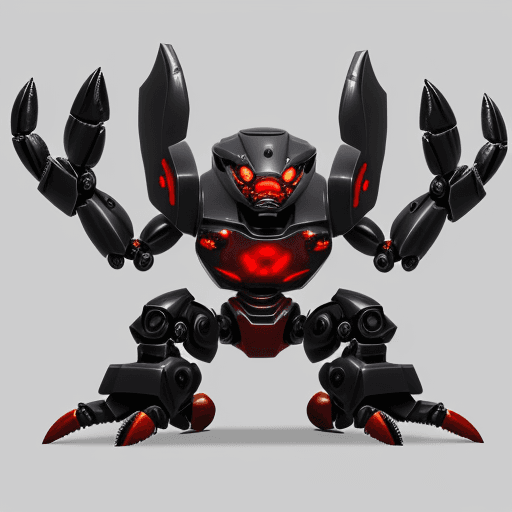 AI generated: iron crab, crab, robot, detailed robot, crab robot model detail, black crab, robot, no antennae