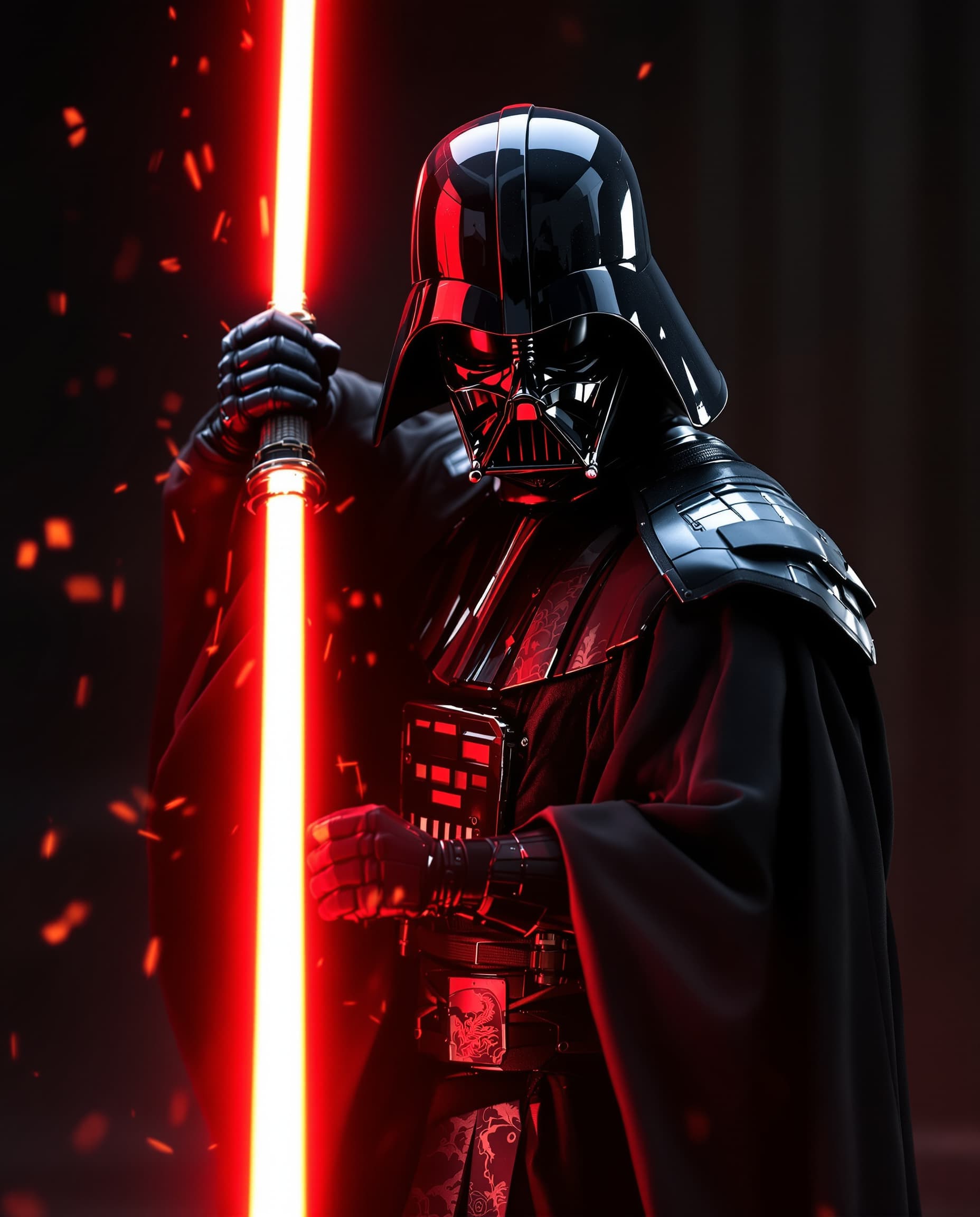 AI generated: image is a high-resolution,spectacular   Star Wars perfect cinematic portrait with a Japanese feudal...
