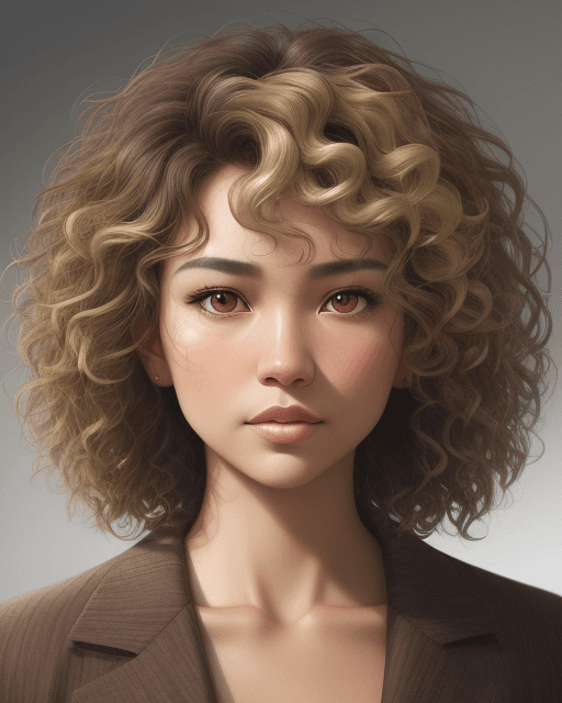 AI generated: a psychologist with volume  very curl hair with lots of layers short brunette hair, thin nose, sligh...