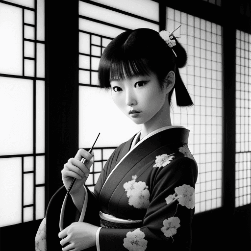AI generated: stunning photograph of a beautiful Japanese woman, in the style of Annie Lebowitz --ar 1:1 --stylize...