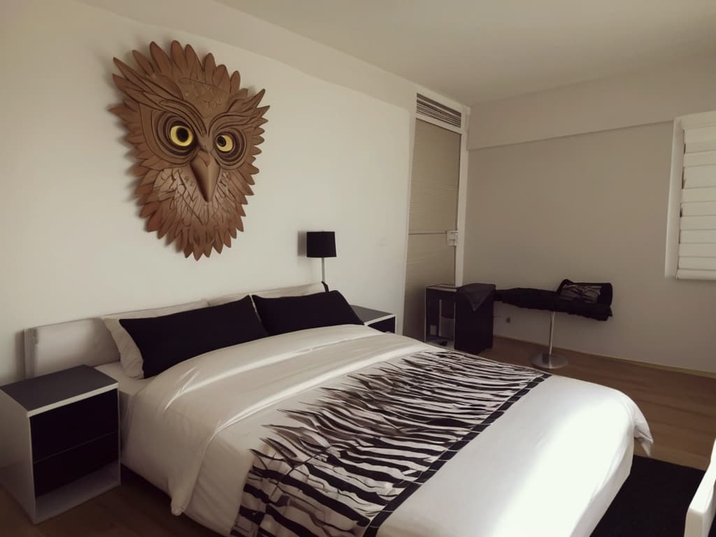 AI generated: a beautiful owl themed bedroom