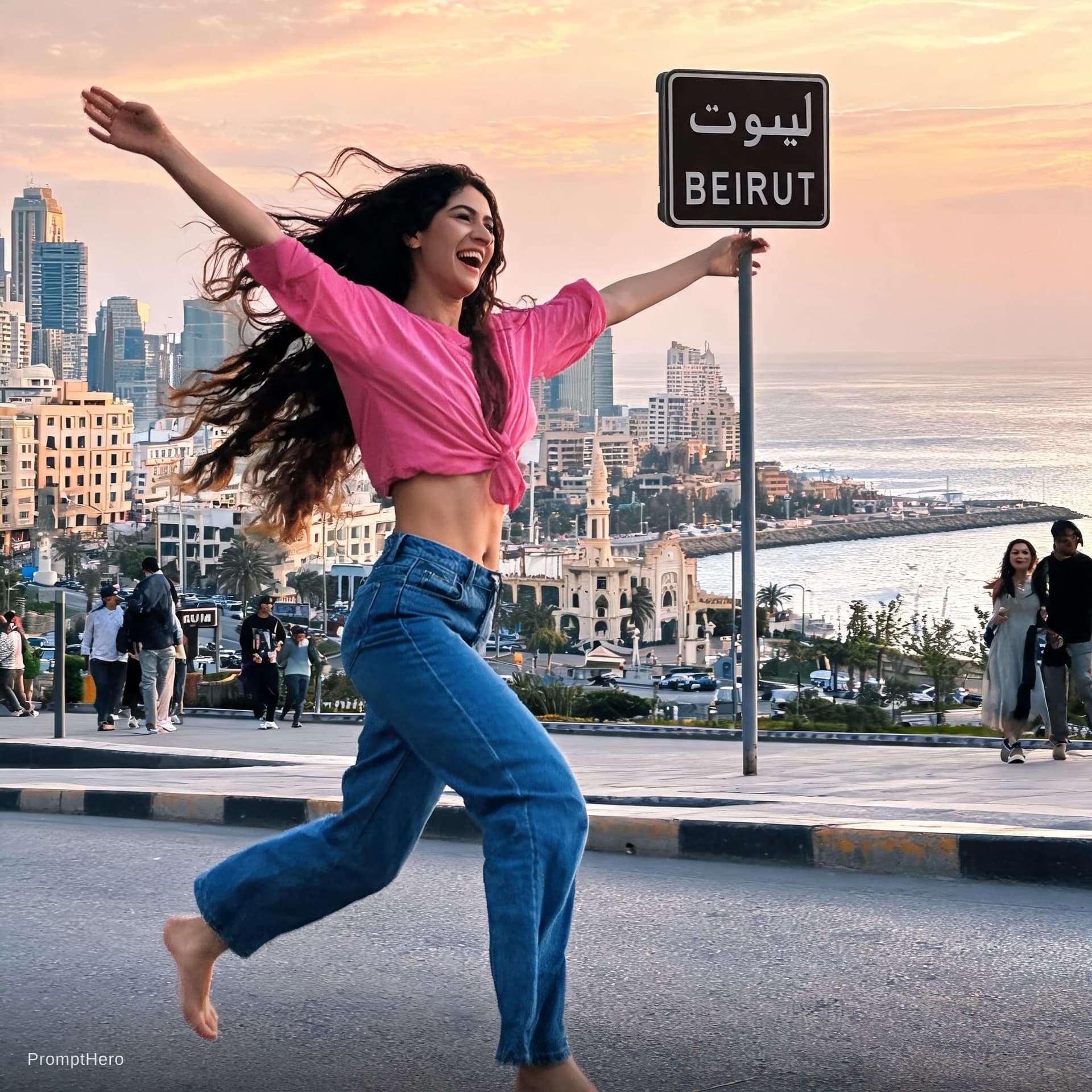 AI generated: girl dance wild in beirut