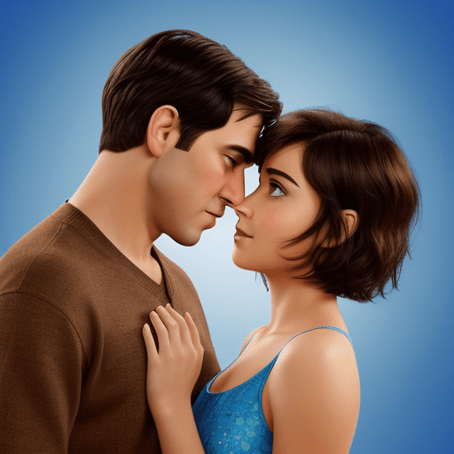 AI generated: disney pixar movie cover of an  movie, title is "ONE LOVE" , cartoon A couple in love with a man wit...