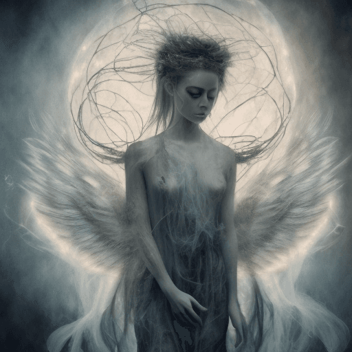 AI generated:  full length body shot art by grey black and tan, candle lit realistic watercolor rough stroke glitc...