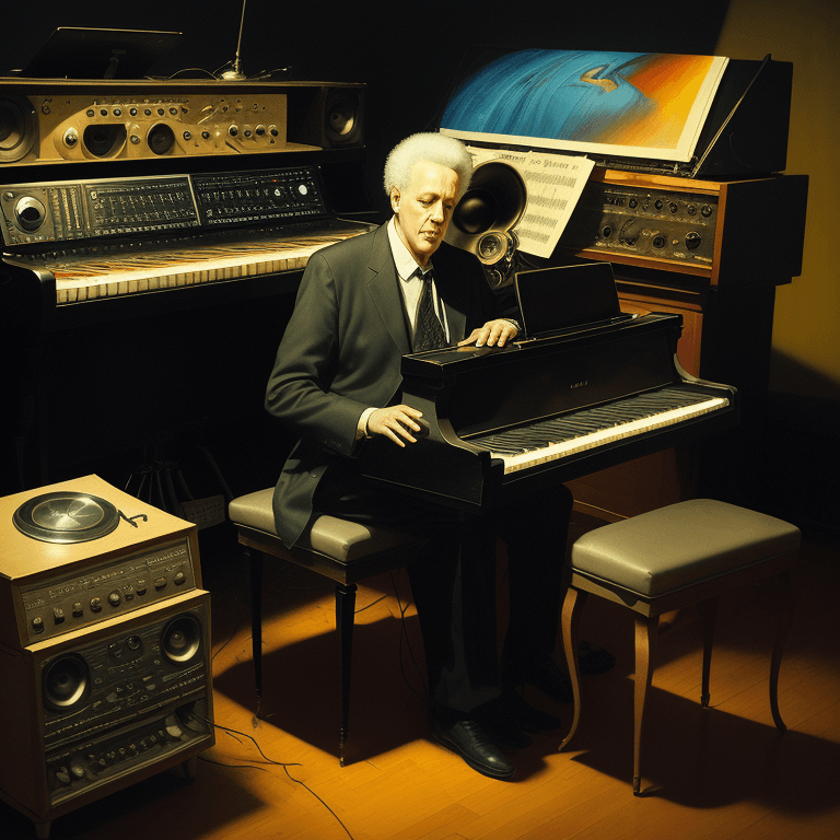 AI generated: music Album cover picture, jazz, blues, classical music , surreal art, oil picture, radio, speaker, ...
