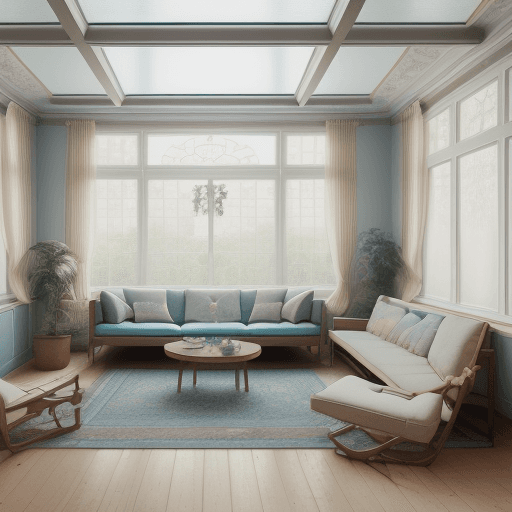 AI generated: High resolution photography interior design, dreamy sunken living room conversation pit, wooden floo...