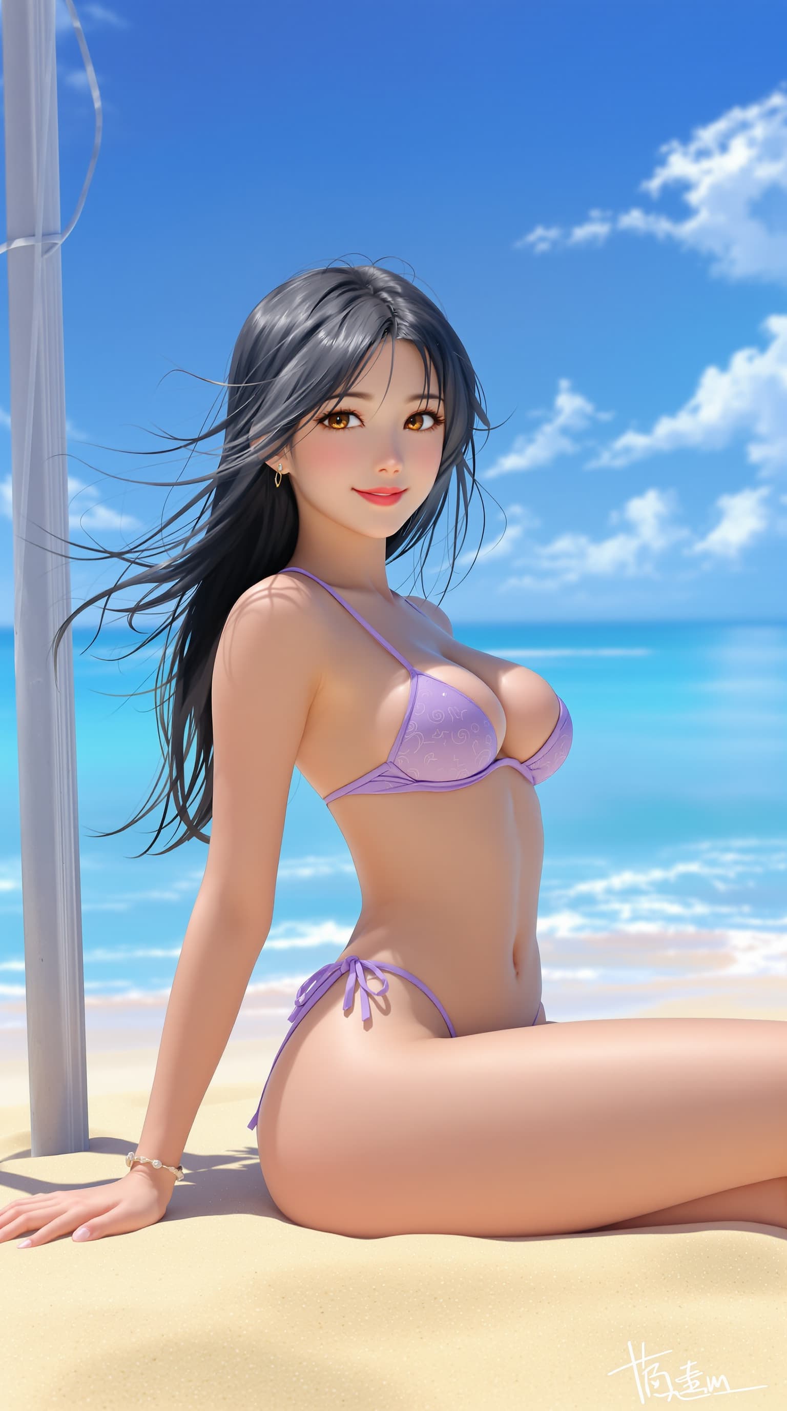 AI generated: A petite, small-breasted Korean woman with sun-kissed skin and a playful smirk, reclining seductivel...