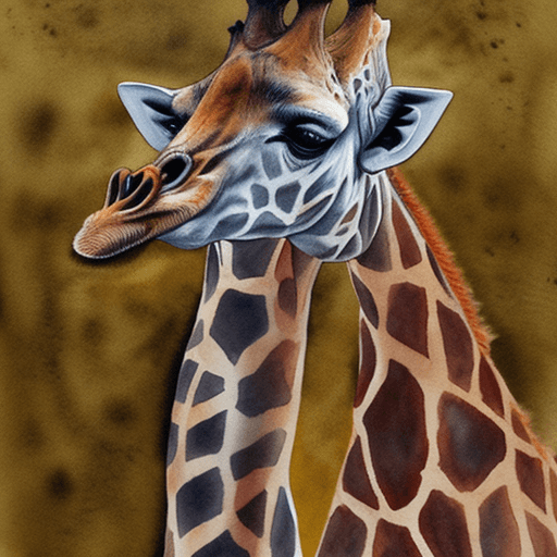 AI generated: giraffe , full body profile, watercolor