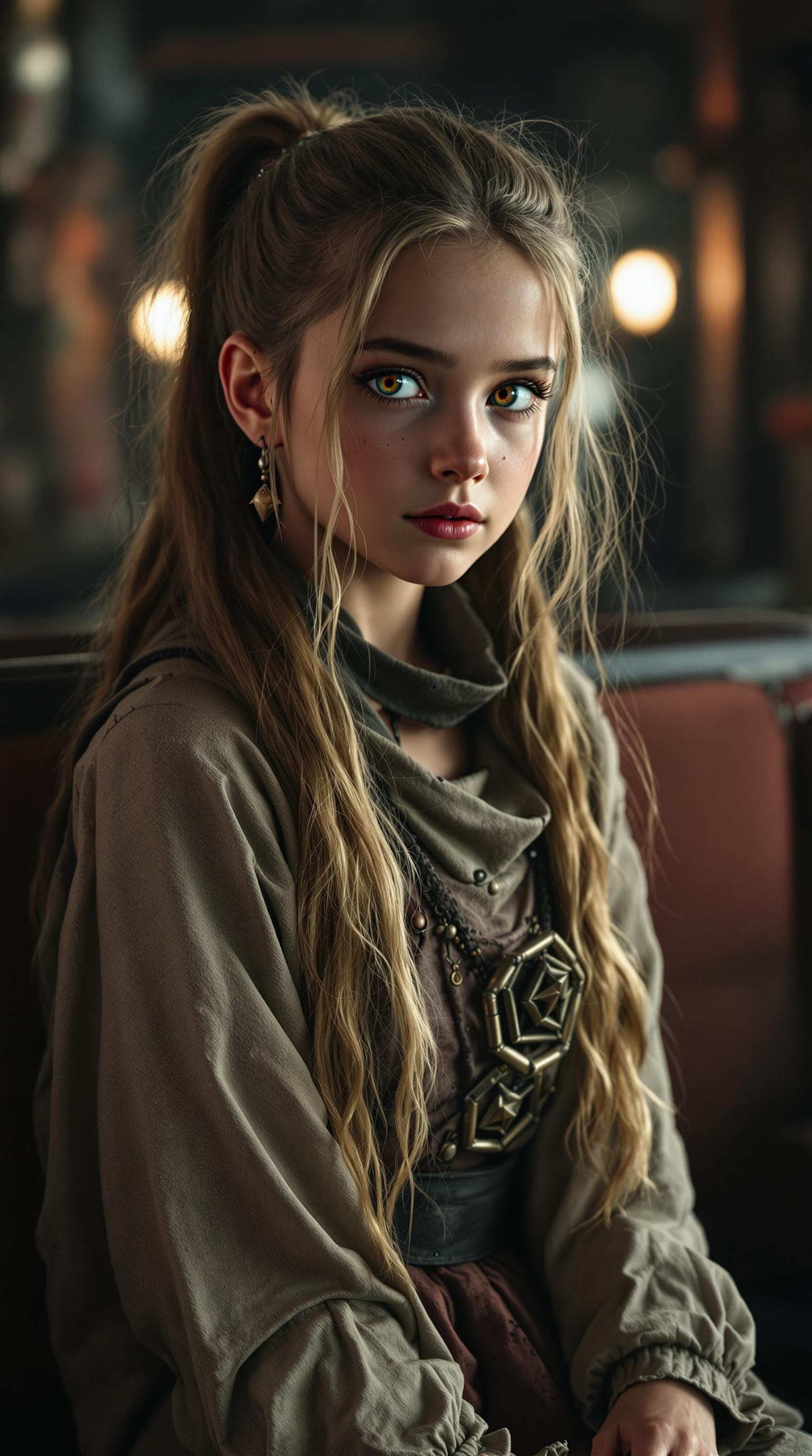 AI generated: A photo realistic of a exceptionally beautiful Saudi (age 11) girl, long hair, in a pony tail, dress...