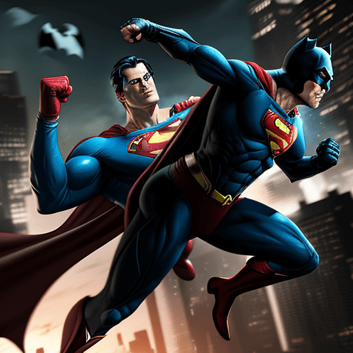AI generated: Superman punch batman ,4 k ultra hd