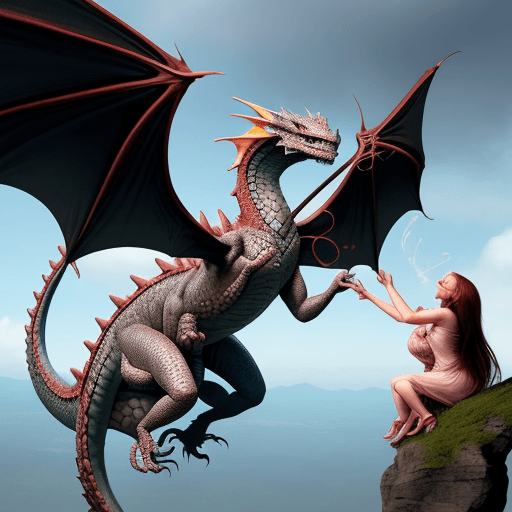 AI generated: A flying dragon eating a woman