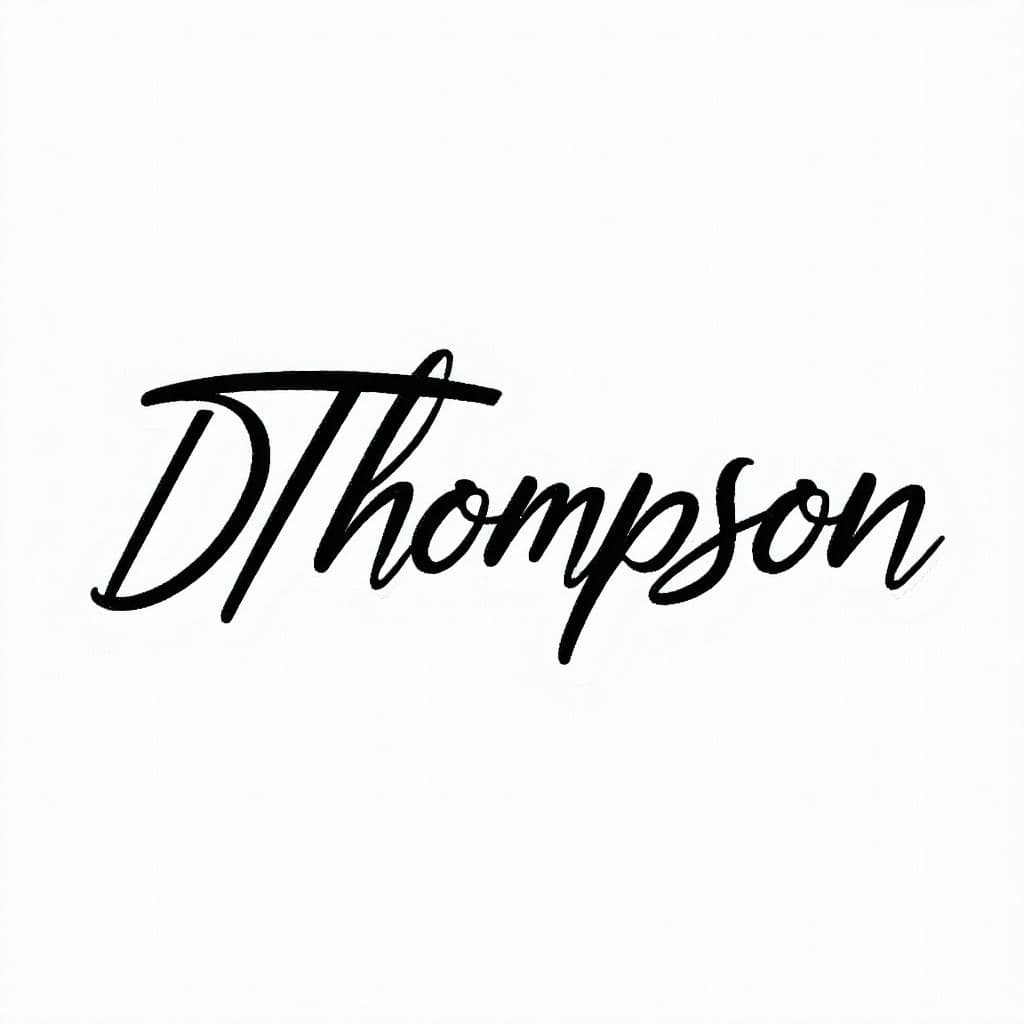 AI generated: create a signiture logo D Thompson ,calligrafice style in black and white on a transparent backgroun...