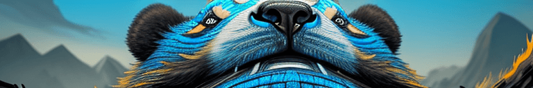 AI generated: 
A fierce and savage panda stands, its gaze fixed upon the horizon, eyes radiating with a menacing ...