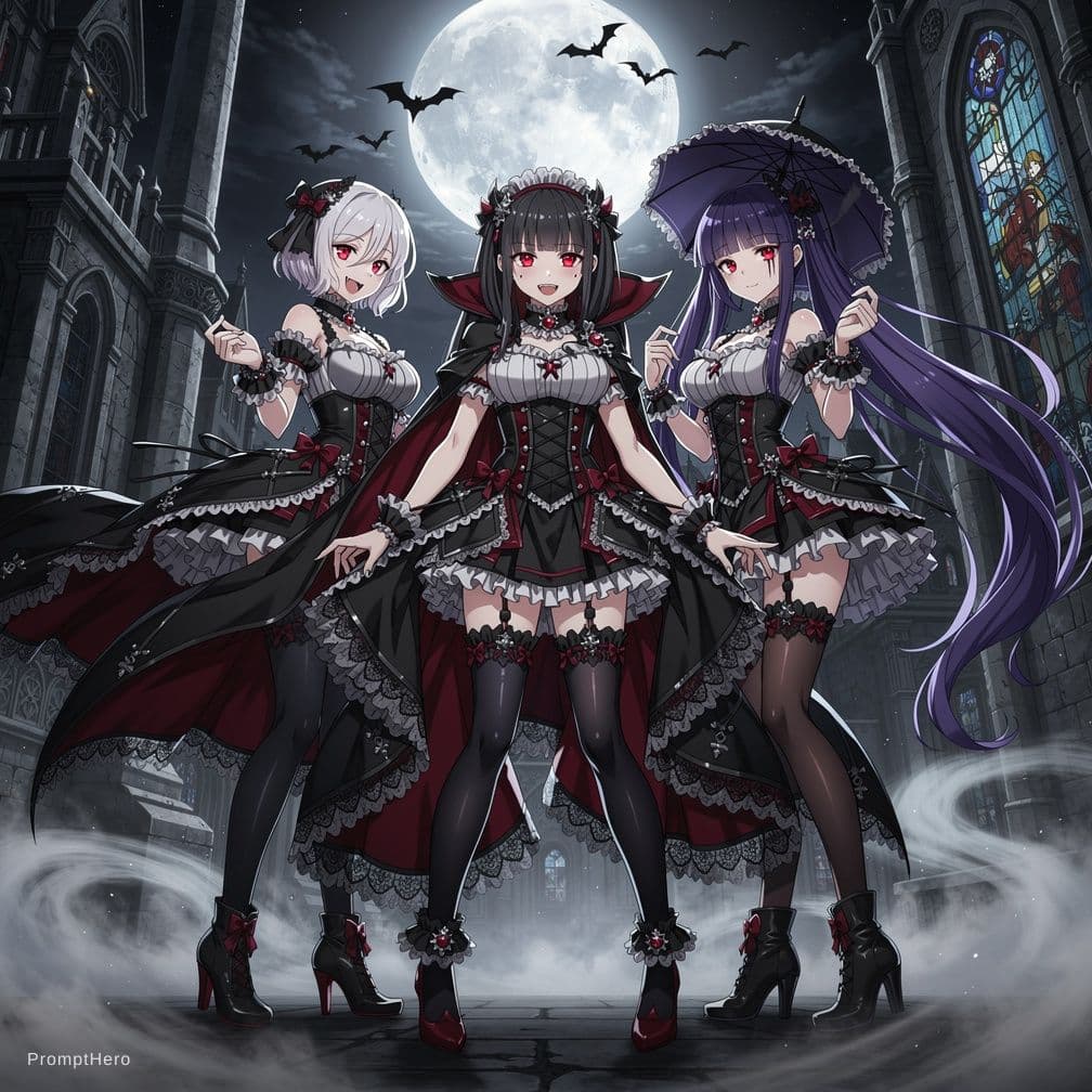 AI generated: anime vampires girls 