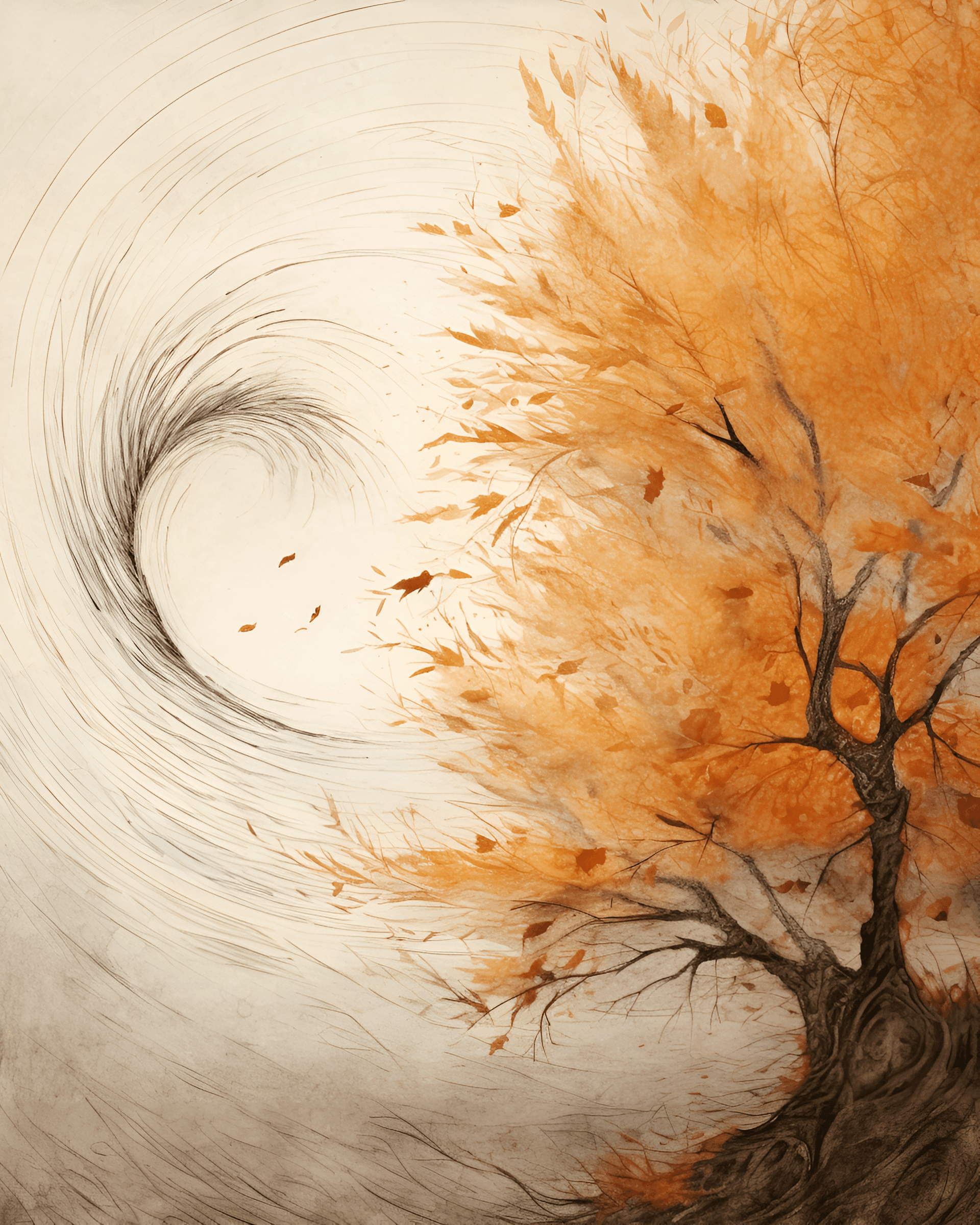 AI generated: Illustration of autumn, Proportion, Vortex background, Heroic theme, Drypoint, Tweening, Skyboxes --...