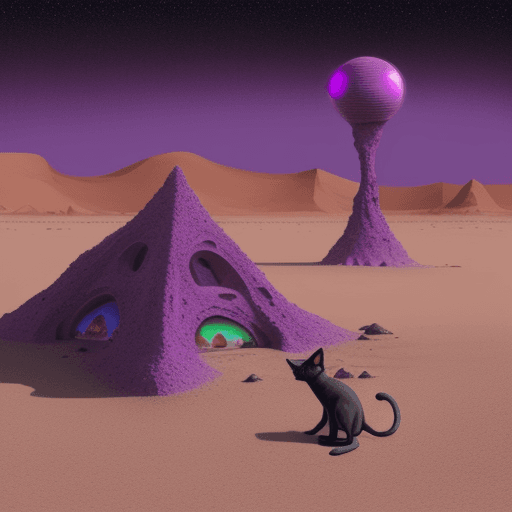 AI generated: illustration of a strange mysterious desolate desert with purple sand , painting like ,purpleish col...