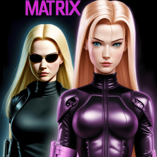 AI generated: if the movie the Matrix and the Barbie movie were together in the same movie poster