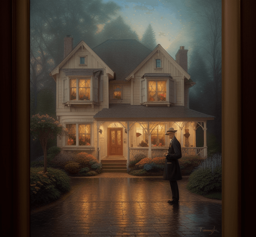 AI generated: anxious, pale, petty, old, rare, COFFEE, thomas kinkade painting, surrealism aesthetic, super realis...