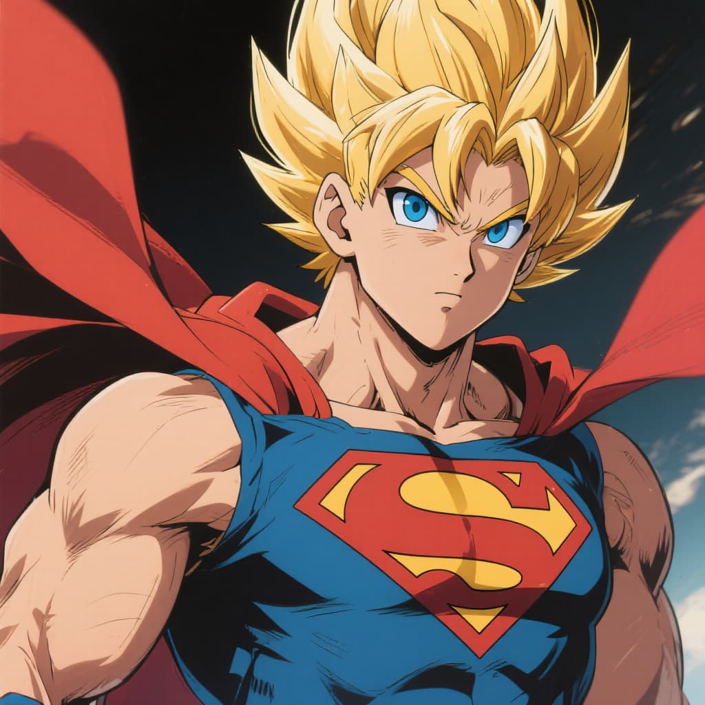 AI generated: source_anime, supersaiyan superman, gold hair, blue eyes, score_9, score_8_up, score_7_up, score_6_u...
