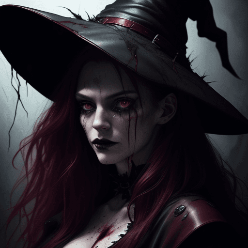 AI generated: A portrait poster of a female witch, witchcraft, soft lighting glow, dream like, tears of blood, in ...