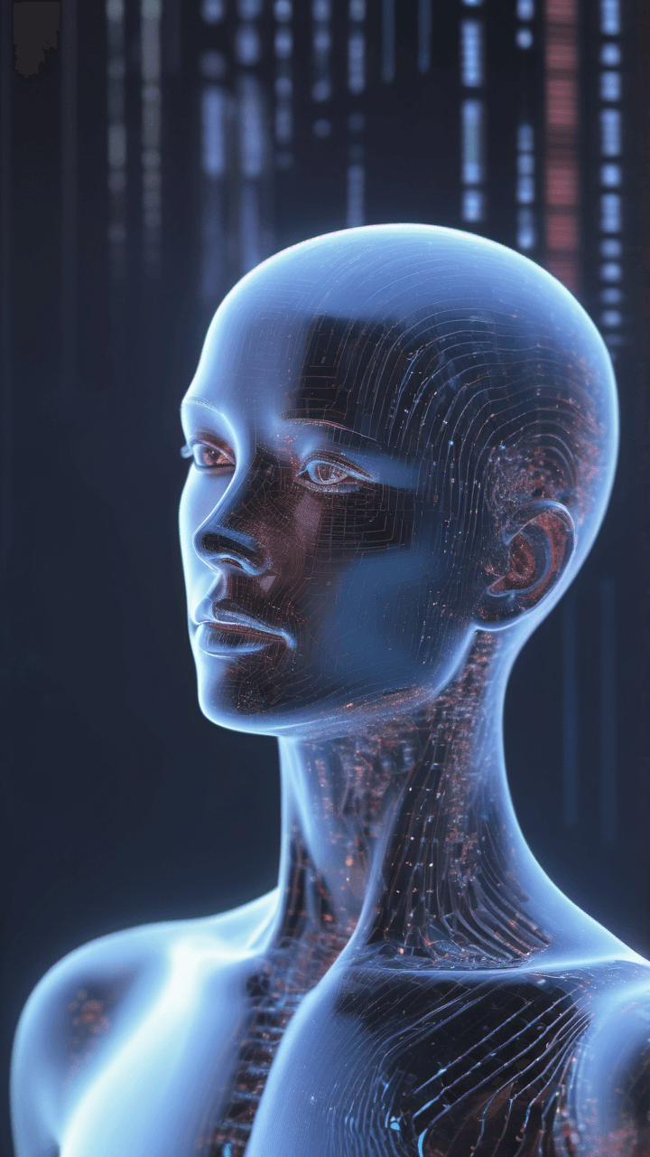 AI generated: digital art, hologram, bigdata, high technology, sound wave, digital landscape, neural network, Huma...